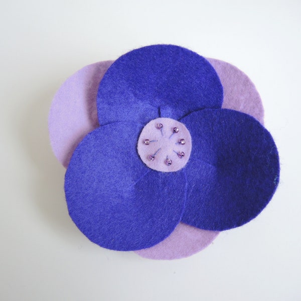 Double Purples flower brooch - giant shallow 3D fashion button badge pin jewelry 4.5 inches 12cm wide- ready to ship