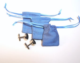 Tiny silk pouch sky blue -100% silk reusable for rings, cufflinks, gifts, presentation, wedding- small but useful size- made to order