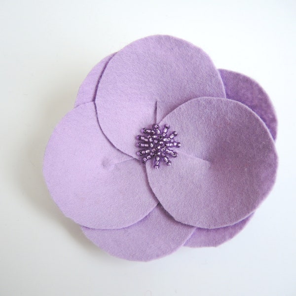 Big Lilac flower brooch - giant shallow 3D fashion button badge pin jewelry 4.5 inches 12cm wide- made to order
