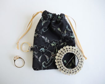 Lace small/medium pouches- ready to ship with cotton fabric reuseable bag for rings gifts presentation wedding- black ivory lime green Bags & Purses Pouches & Coin Purses 