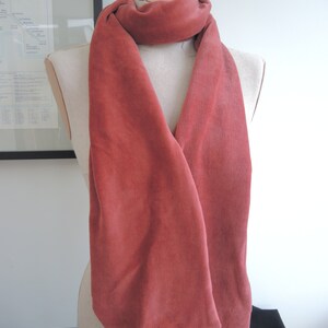 Organic velour scarf Soft red luxury extra long smart dusty pink cotton velvet velour eco-friendly easy care self-lined free UK shipping image 3