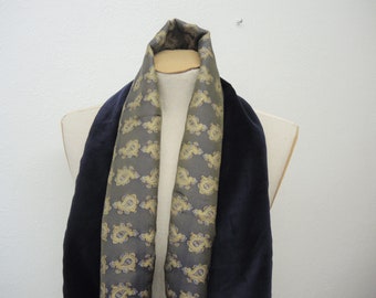 Navy blue/gold paisley scarf brocade & velvet - cotton velvet silk brocade Vanners classic design- ready to ship free to UK and Europe