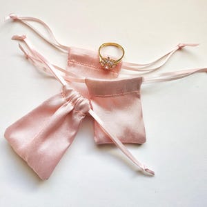 Pale Pink Raw Silk Pouch – Small Ring Gift Presentation Bag wedding