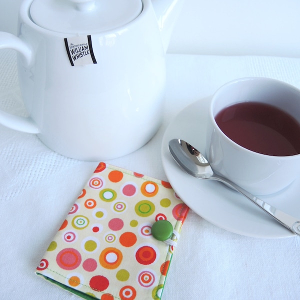 LAST ONE Spots teabag wallet or business card wallet Ready to ship polka dots red yellow orange green ideal travel gift stocking filler xmas