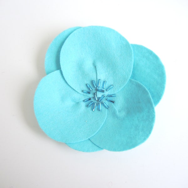 Big Turquoise flower brooch - giant shallow 3D fashion button badge pin jewelry 4.5 inches 12cm wide- ready to ship