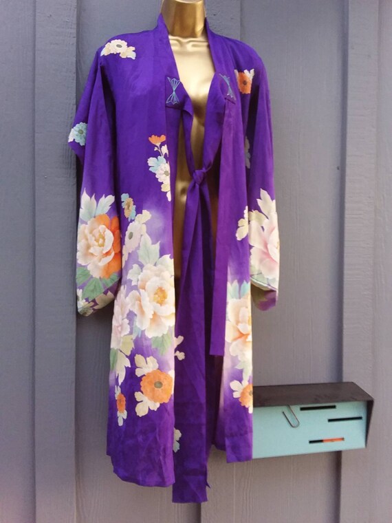 Silk hand painted kimono floral blouse jacket jac