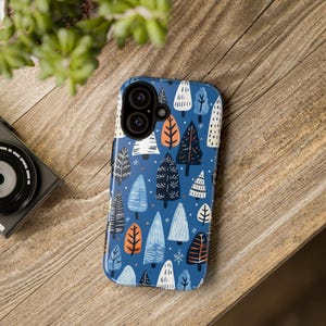 Custodia rigida per telefono con design Pine Forrest blu scuro / iPhone 16/15/14/13/12/11 Pro / Samsung Galaxy S23/S22/S21 Ultra