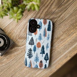 Custodia rigida per telefono con design in pino azzurro chiaro / iPhone 16/15/14/13/12/11 Pro / Samsung Galaxy S23/S22/S21 Ultra