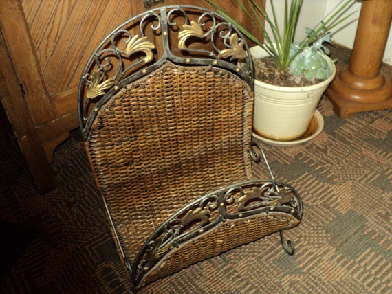 Vintage Wicker Rataniron Framestorage Standmid Centurymagazine