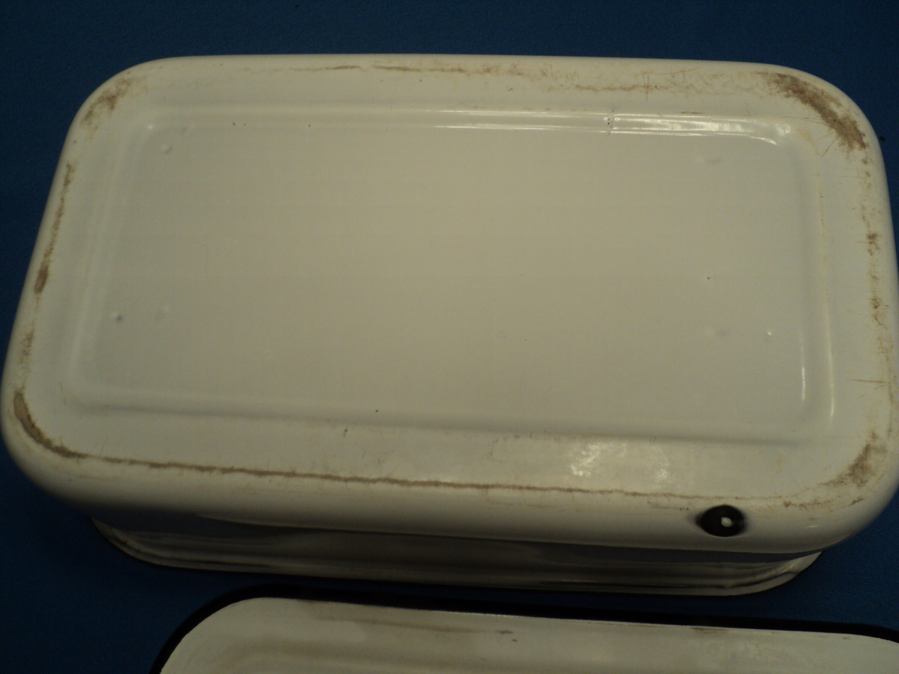 Vintage 40's White Enamel Refrigerator Pan With Lid and Etsy