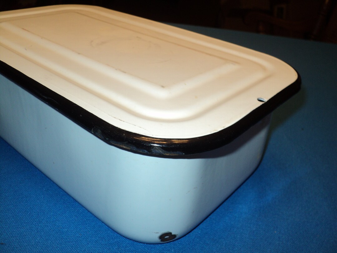 Vintage 40's White Enamel Refrigerator Pan With Lid and Etsy