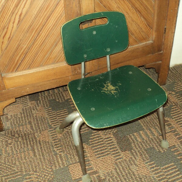 Wood School Chair With Metal Legs Etsy