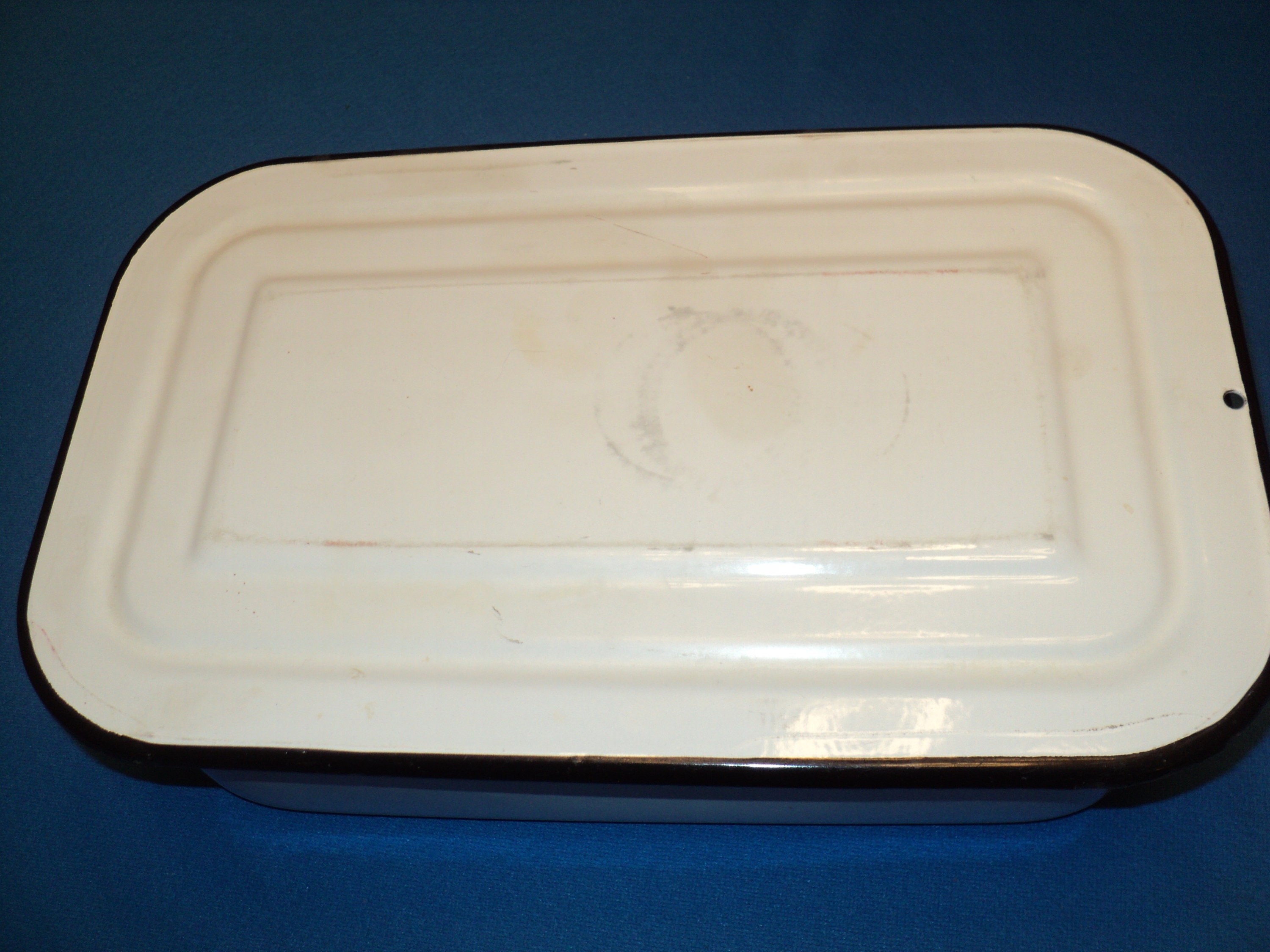Vintage 40's White Enamel Refrigerator Pan With Lid and Etsy