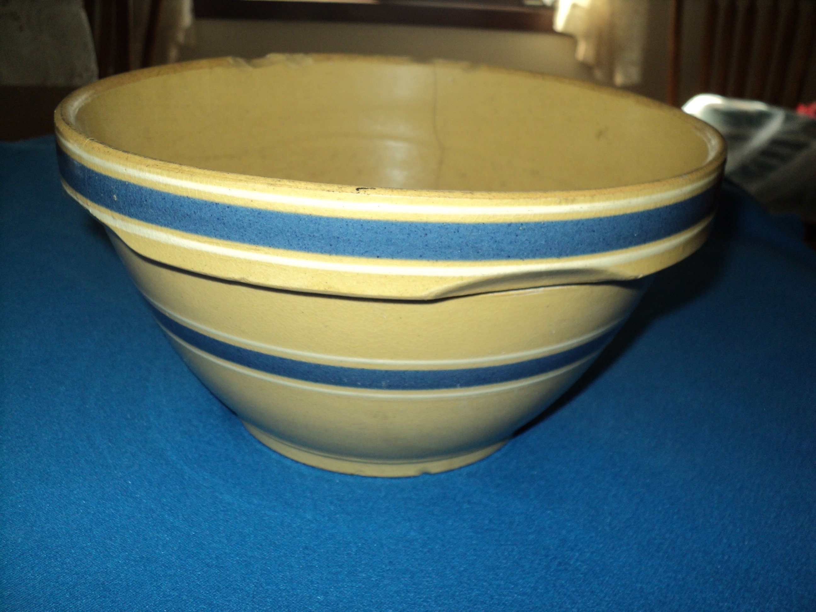 Vintage Made in USA Stoneware Potteryno. 9 Bowlwhite and Blue Striped Etsy
