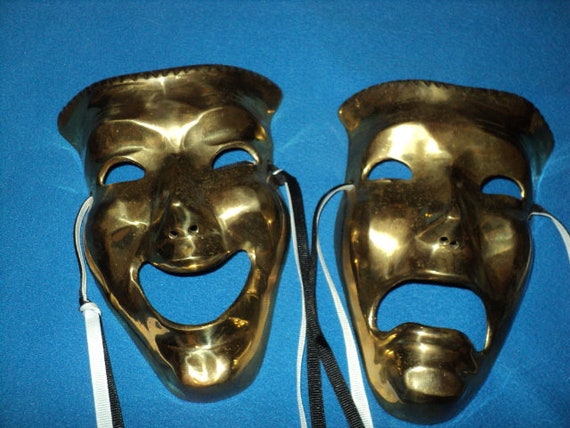 Two Vintage Brass Alloy Decor Mask--Masquerade/Ha… - image 3