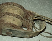 Primitive Iron Two Wheel Pulley All Iron Rusty Farm Tool