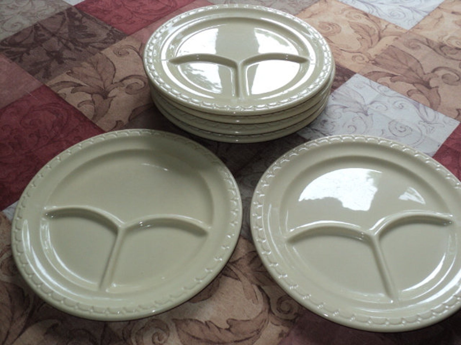 Six Vintage Syracuse Beige China Econo Rim Restaurant Waretandivided