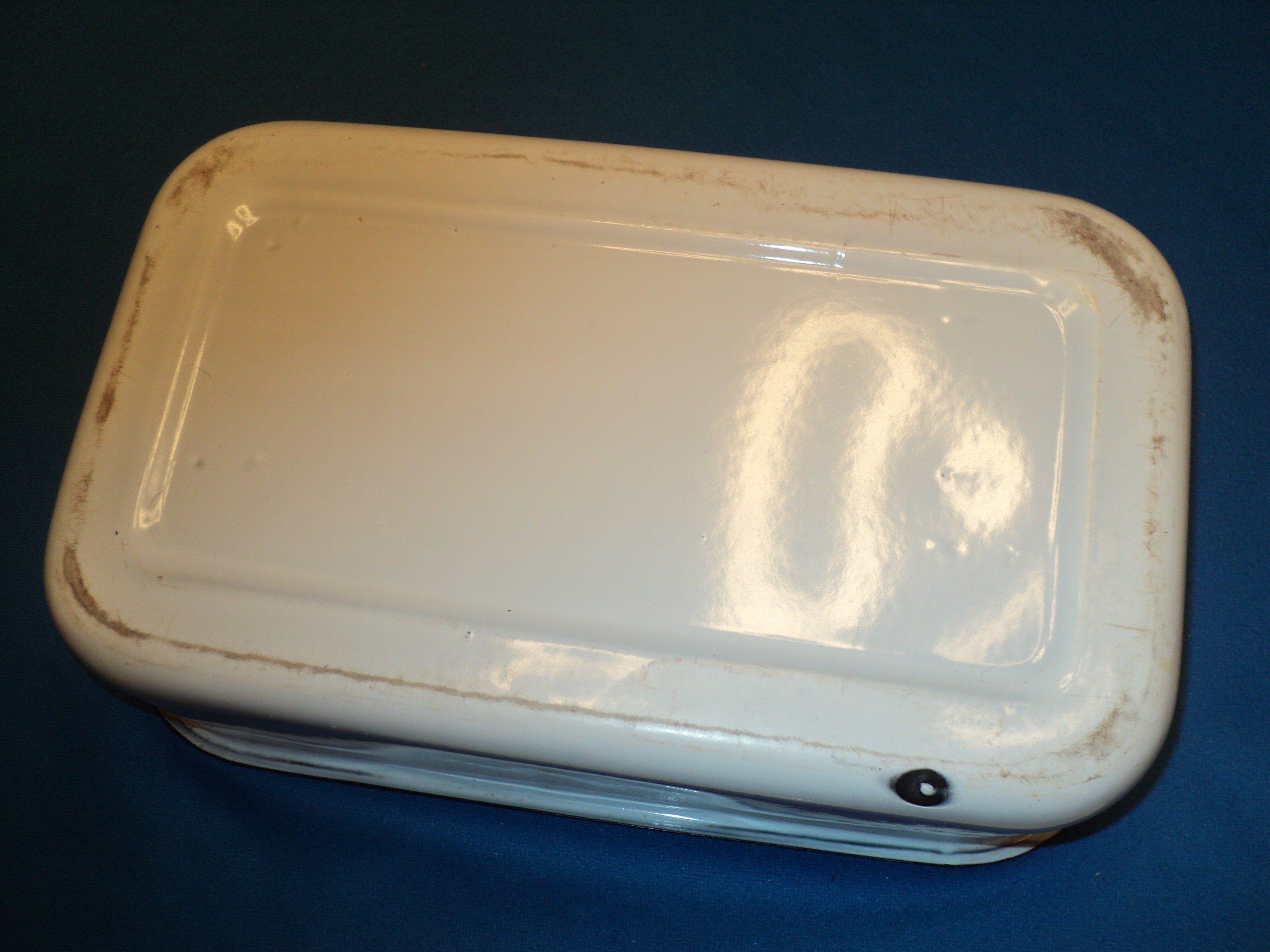 Vintage 40's White Enamel Refrigerator Pan With Lid and Etsy