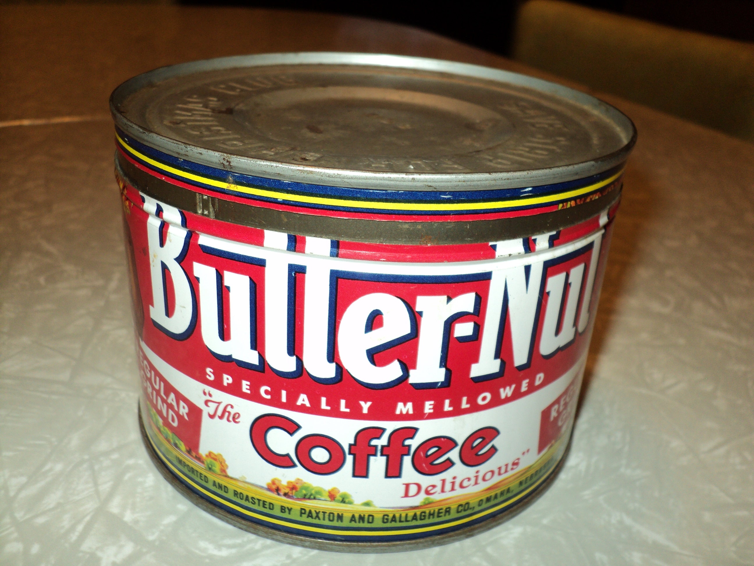 Vintage Butternut One Pound Coffee Tin With Lid Etsy