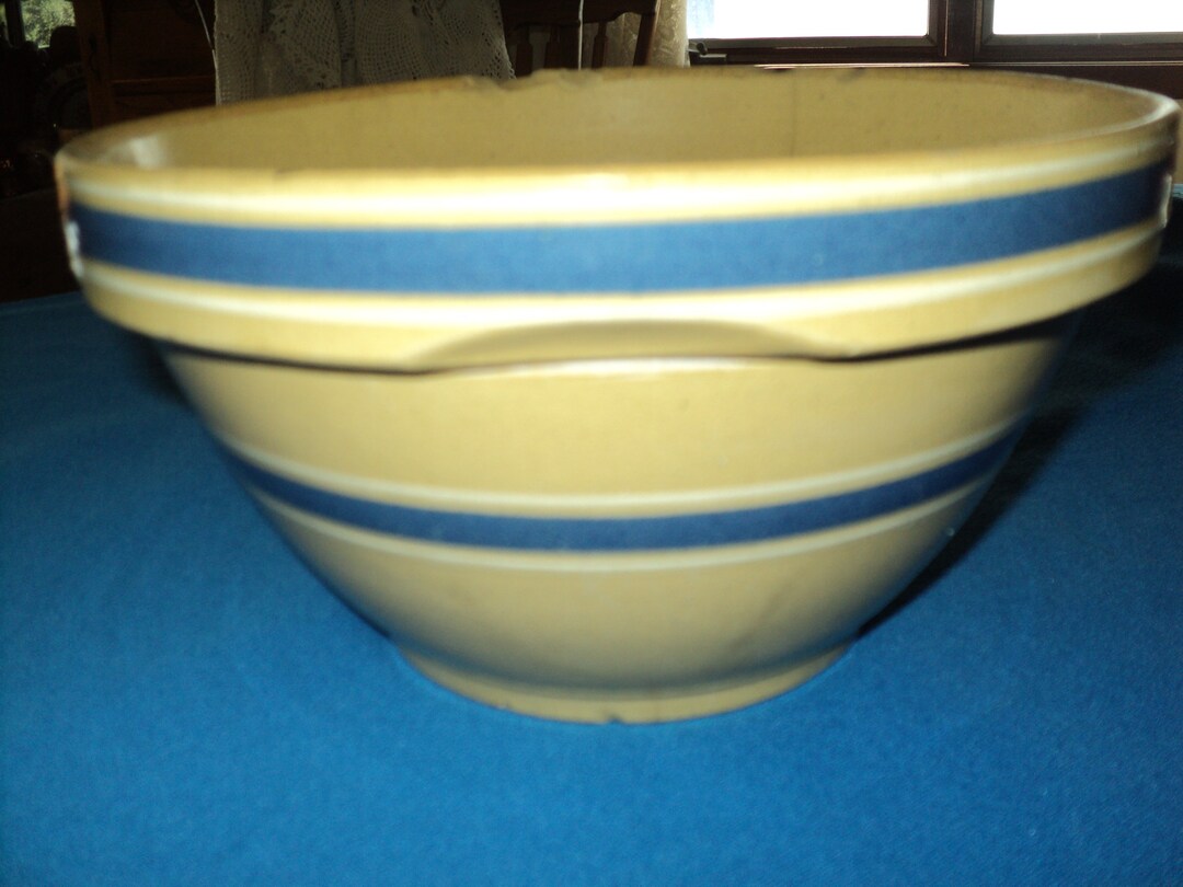 Vintage Made in USA Stoneware Potteryno. 9 Bowlwhite and Blue Striped Etsy