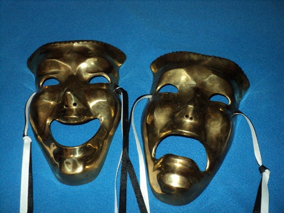 Two Vintage Brass Alloy Decor Mask--Masquerade/Ha… - image 4