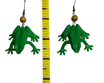 Frog dangle earring, nature, environment, artisanal crafted, amphibians, life cycle, God's creatures, love of nature,