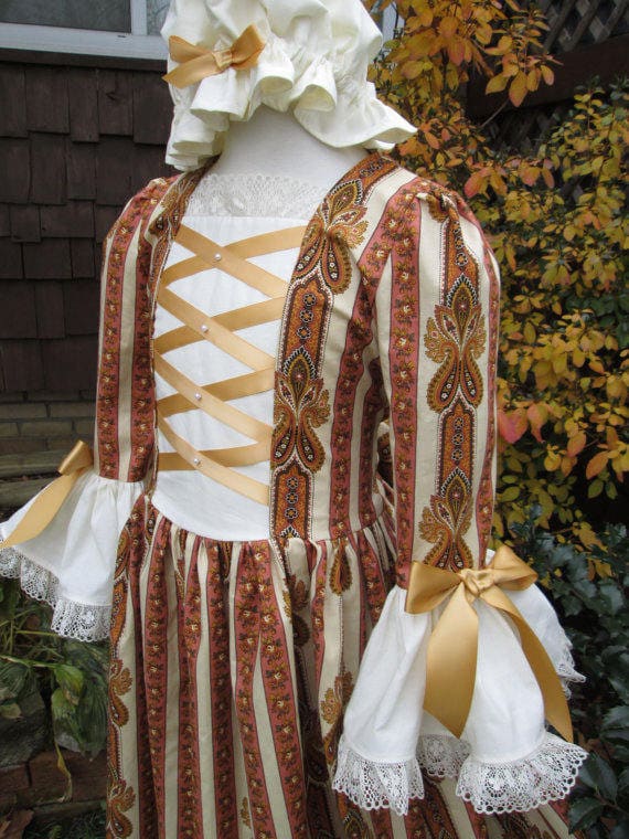 Girls Colonial dress/Williamsburg Felicity costume .(PLEASE check lead time.)