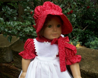 Pioneer Dress,Bonnet,Pinafore  ..for Kirsten  or other 18 inch dolls ..Special order ONLY
