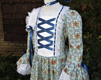 Girls Colonial Ball Gown/ Costume..dress  Pinner cap(PLEASE read full details in ad)