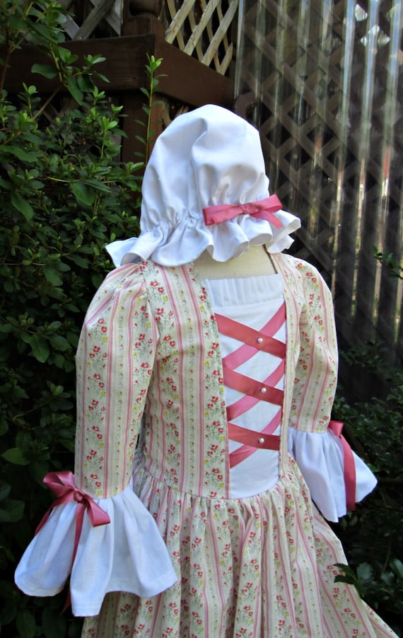 Modest Quality Historical Costume Colonial ~Pink Felicity~ Child Size 4 to 14 Modest Quality Historical Costume Colonial ~Pink Felicity~ Child Size 4 to 14