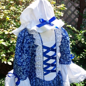 Girls Colonial Dress Williamsburg Costume/Felicity   ..Plus Mob Cap..PLEASE read full description