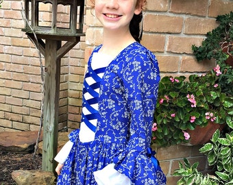 Girls Colonial Dress with double flounce at sleeve(PLEASE check details in ad before ordering)