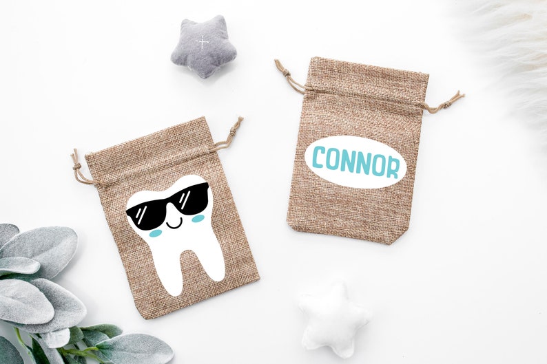 Personalized Boy with Sunglasses Tooth Fairy Bag Tooth Holder Tooth Fairy Pouch My First Tooth