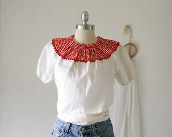 70's Dead Stock Peasant Top/Off the Shoulder/Puff Sleeve