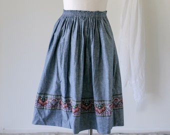 Vintage Vera Bradley Cotton Chambray Skirt/Made in the USA