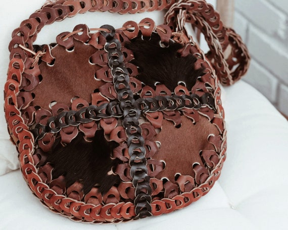 Vintage Cowhide Patchwork Leather Shoulder Bag/Boh