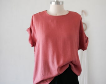 80's 90's Coral Blouse/Made in the USA