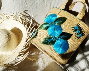 Yasmin - Handmade Natural Raffia Tulip Tote Bag - Khaki