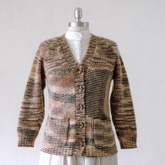 H A N D M A D E   Vintage Multi Tone Brown V-Neck… - image 1