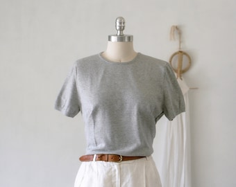 Vintage Land's End Heather Gray Short Sleeve Cotton Knit Tee