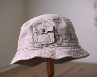 Vintage Khaki Cotton Bucket Hat