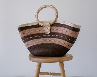 Vintage Handmade Mexican Dried Palm Leaf Handbag
