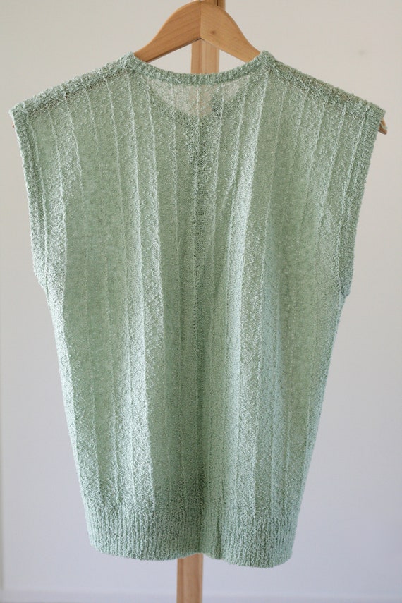 90's Pistachio Textured Knit Button Up Vest - image 8