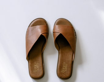 Vintage Clay Leather Slides