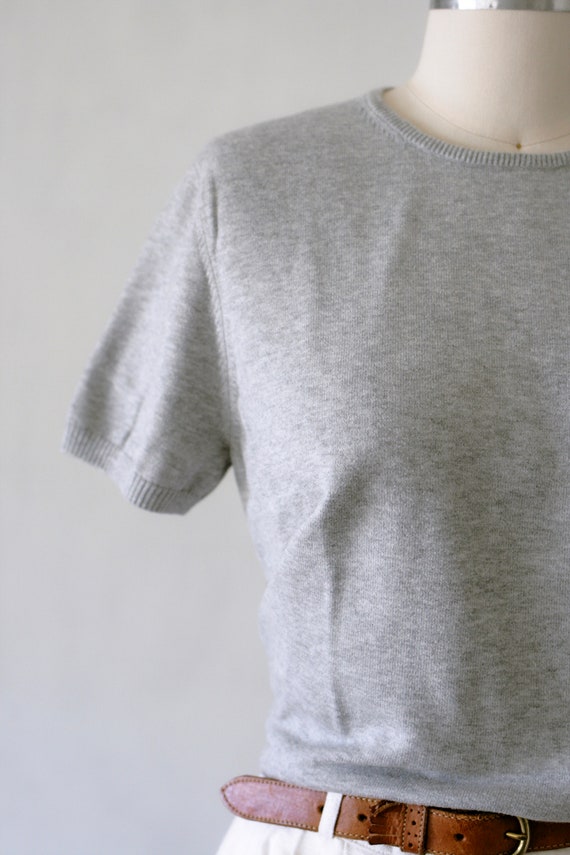 Vintage Land's End Heather Gray Short Sleeve Cott… - image 2