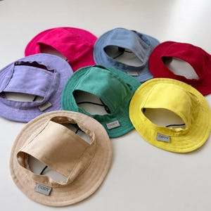 ODDY Cotton Dog Bucket Hat, Sun Protection Pet Cap with Ear Holes