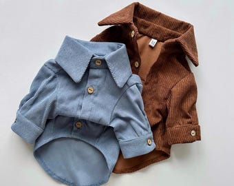 Corduroy Dog Shirt Brown, Custom Dog Shirt, Small Dog Clothes, Puppy Outfit, Dog Jacket, Personalized Dog Clothing, Handmade Dog Apparel