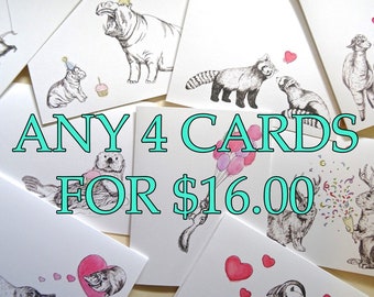 Set of Four Cards - You Choose!