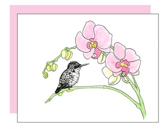Bee Hummingbird Card