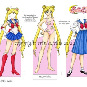 Set of 5 Sailor Moon and Sailor Scouts Paper Dolls
